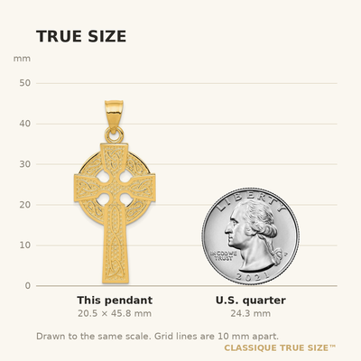 14K Polished Celtic Cross Pendant, 45.82 x 20.61mm