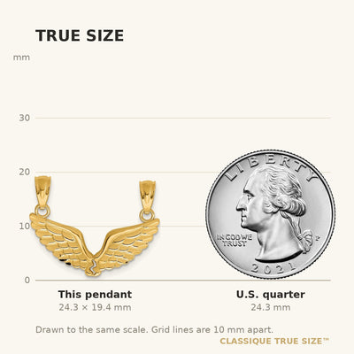 14K Polished 2 Piece Break Apart Angel Wings Pendants