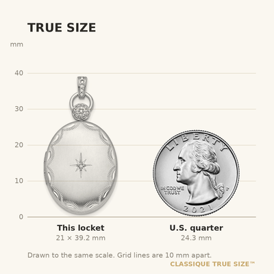 Sterling Silver Rhodium-plate Diamond Accented D/C Locket