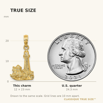 14K 2-D Lighthouse W/ Waves and Buildings Charm