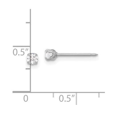 Inverness 14K White Gold CZ Long Post Earrings