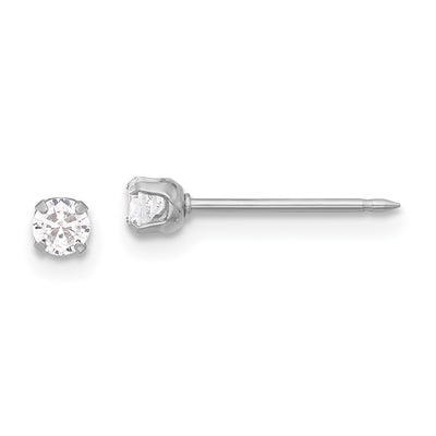 Inverness 14K White Gold CZ Long Post Earrings