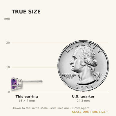 14K White Gold Trillion Amethyst Earrings, 7 x 6mm