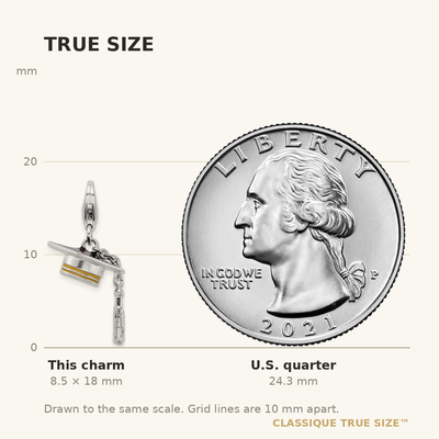 Amore La Vita Sterling Silver Rhodium-plated and Gold-tone Polished 3-D Moveable Enameled Graduation Cap and Tassel Charm with Fancy Lobster Clasp