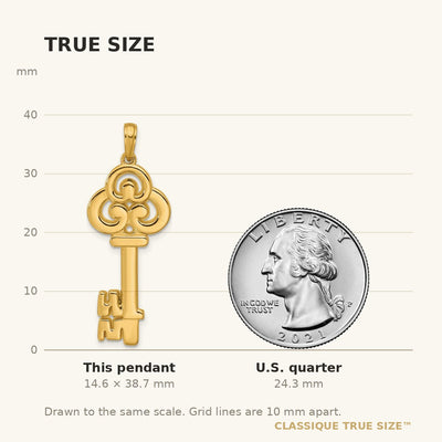 14K Polished Fancy Key Pendant