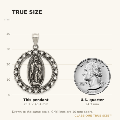 Sterling Silver Antiqued Religious Ruffled Circle Pendant