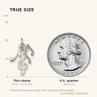 Sterling Silver Rhod-plated Polished Music Notes Charm