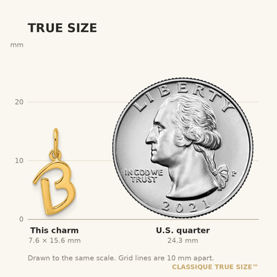 Sterling Silver Gold-tone Polished Letter B Initial Charm