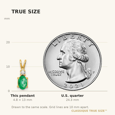14K Oval Emerald and AAA Diamond Pendant