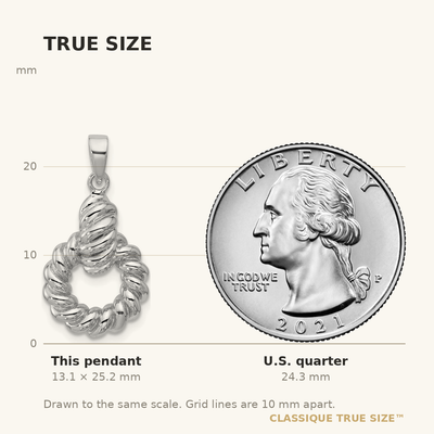 Sterling Silver Rhodium-plated Polished Twisted Circle Pendant