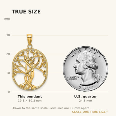 14K Tree of Life Celtic Knot in Oval Frame Pendant
