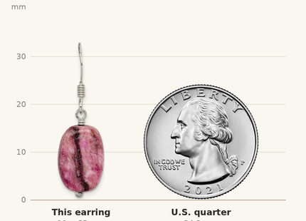 Classique True Size: Sterling Silver Polished Oval Purple Jasper Dangle Earrings shown next to a US quarter (24.3 mm)