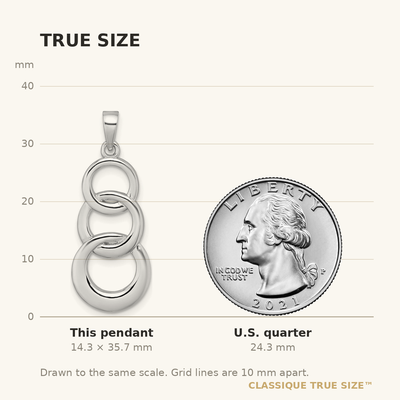 Sterling Silver Rhodium-plated Polished Triple Circle Pendant