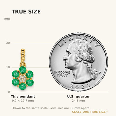 14K Emerald and Diamond Floral Pendant