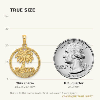 14K JAMAICA Palm Tree Circle Charm