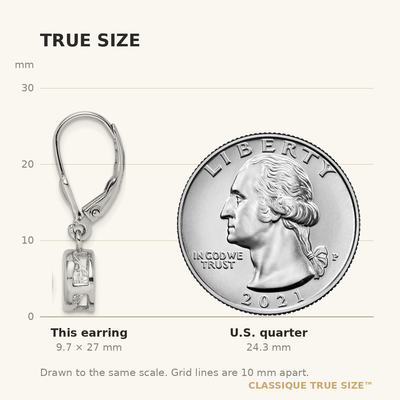 Sterling Silver Rhodium-plated Polished Round CZ Leverback Earrings, 27 x 7mm