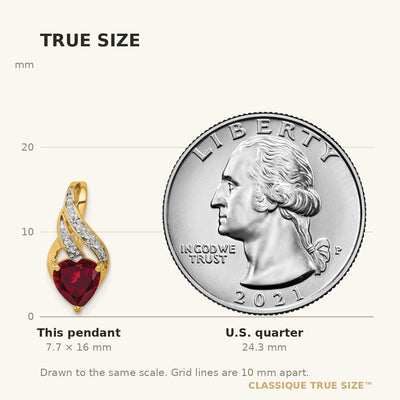 14K Diamond and Created Ruby Polished Heart Pendant