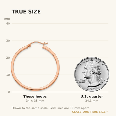 14K Rose Gold Lightweight Square Tube Hoop Earrings