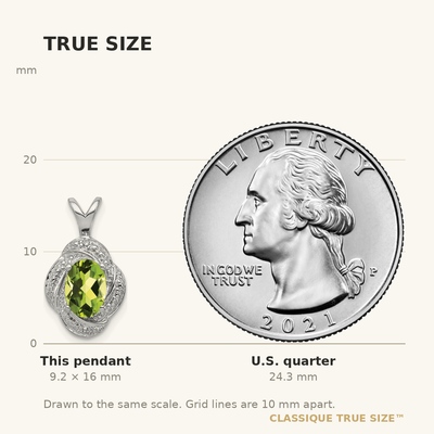 Sterling Silver Rhodium-plated Diam. & Peridot Pendant, 16 x 10mm