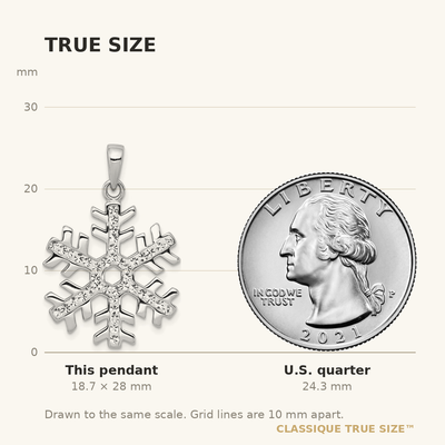 Sterling Silver Rhodium Plated Stellux Crystal Snowflake Pendant