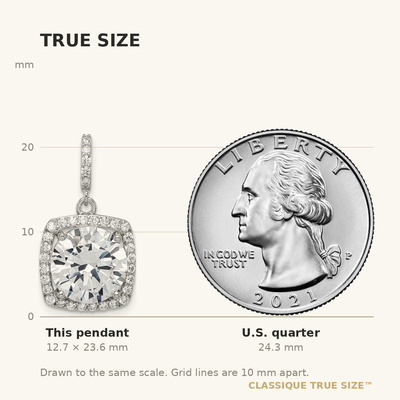 Sterling Silver Rhodium-plated Polished CZ Pendant, 23.57 x 12.8mm