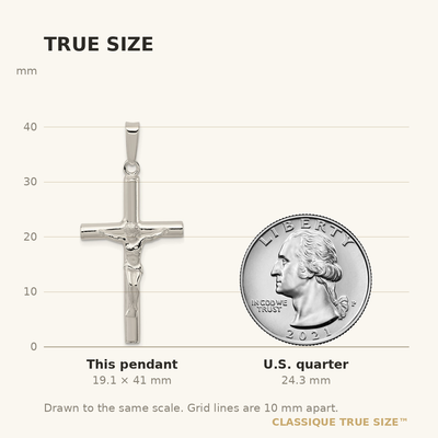 Sterling Silver Polished Hollow Crucifix Cross Pendant, 41.00 x 19.30mm