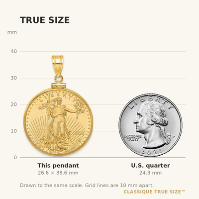 Wideband Distinguished Coin Jewelry 14K Polished Mounted 1/2oz American Eagle Screw Top Coin Bezel Pendant