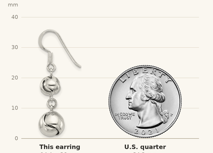 Classique True Size: Sterling Silver Polished Knot Dangle Shepherd Hook Earrings shown next to a US quarter (24.3 mm)