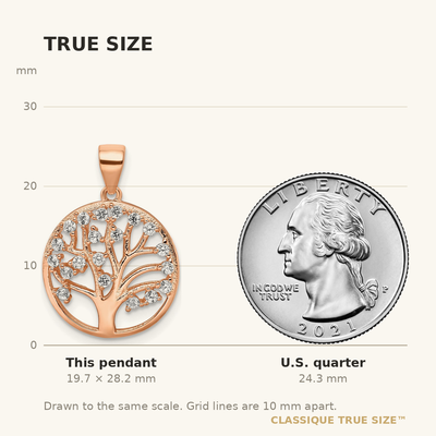 Sterling Silver Rose-tone Created White Sapphire Tree of Life Pendant