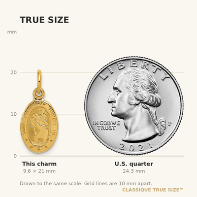 14K Saint Christopher Medal Charm, 21 x 9.75mm