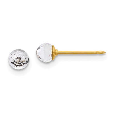 Inverness 14K Polished Crystal Faceted Ball Post Earrings