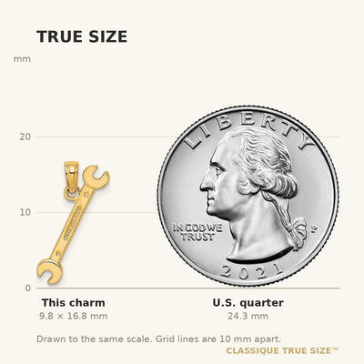 14K 3-D Double Open-Ended Wrench Charm