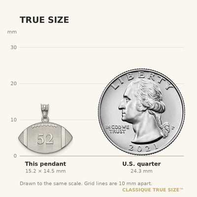 10K White Gold Personalized Football Pendant