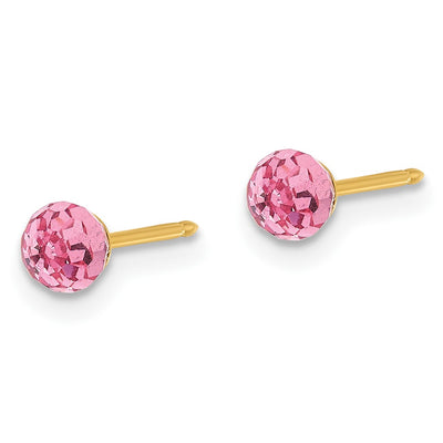 Inverness 14K Polished Pink Crystal Faceted Ball Earrings