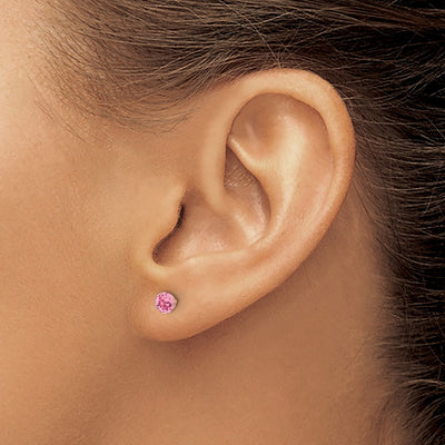 Inverness 14K Polished Pink Crystal Faceted Ball Earrings