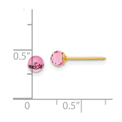 Inverness 14K Polished Pink Crystal Faceted Ball Earrings