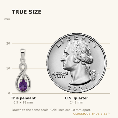 Sterling Silver Rhodium Plated Diamond and Amethyst Teardrop Pendant