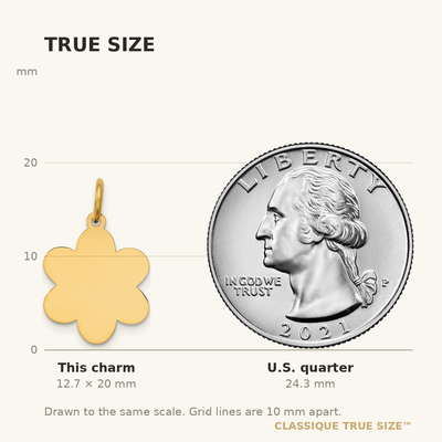 14K Plain .018 Gauge Engravable Flower Disc Charm, 20 x 12mm