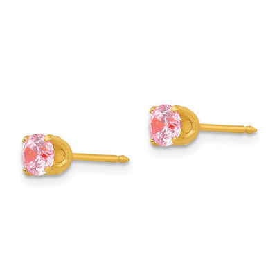 Inverness Stainless Steel 24K Gold-plated Pink CZ Earrings
