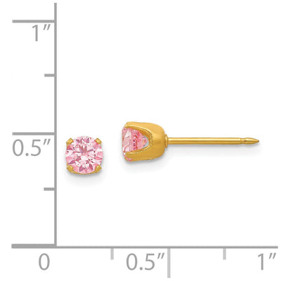 Inverness Stainless Steel 24K Gold-plated Pink CZ Earrings
