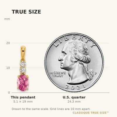 14K Oval Pink Tourmaline and Diamond Pendant