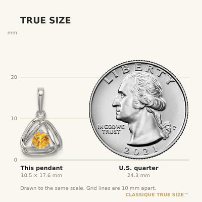 14K White Gold Citrine Triangle Pendant