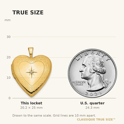 14K Diamond Star with Side Swirl Edge Heart Locket