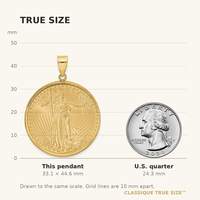 Wideband Distinguished Coin Jewelry 14ky Diamond-cut Prong Mounted 1oz American Eagle Coin Bezel Pendant