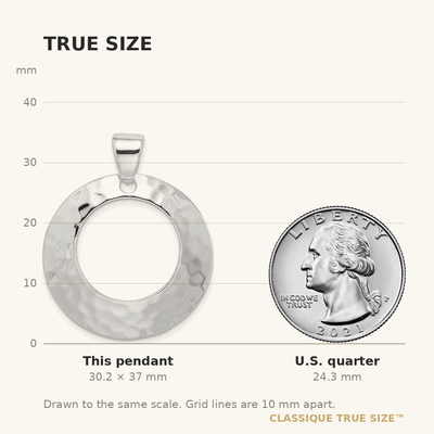 Sterling Silver Rhodium-plated Hammered Circle Pendant