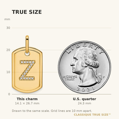 14K Diamond Initial Z Dog Tag Charm
