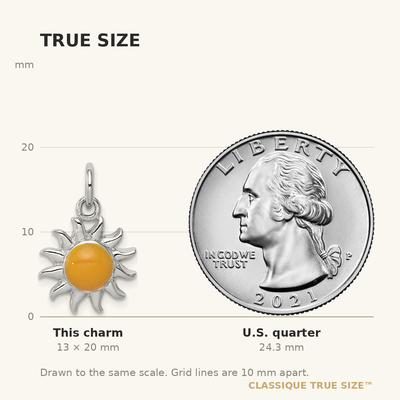 Sterling Silver Rhodium-plated Yellow Sun Charm