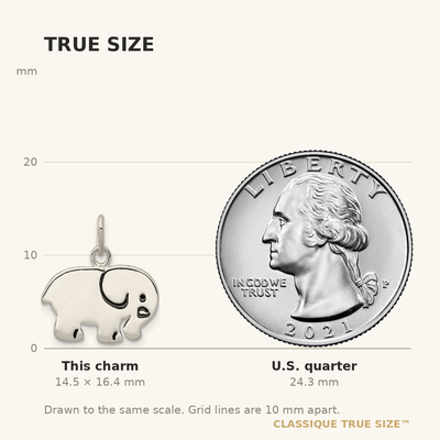 Sterling Silver Enameled Elephant Charm, 16.4 x 14.58mm