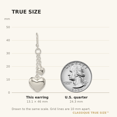 Sterling Silver Puffed Heart Shepherd Hook Earrings