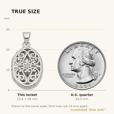 Sterling Silver Rhodium-plated Diamond Accent Filigree Oval Locket